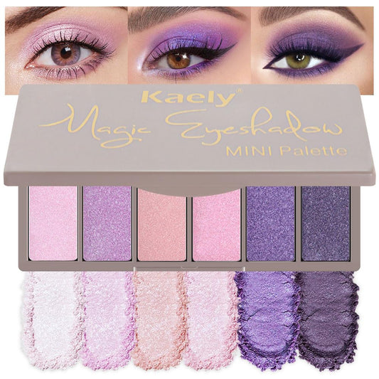6 Colors Mini Purple Eye Shadow Palette Makeup for Older Women, Neutral Matte Shimmer Eyeshadow Palette Highly Pigmented Waterproof, paleta de sombras de ojos, Vegan & Cruelty-free, 09
