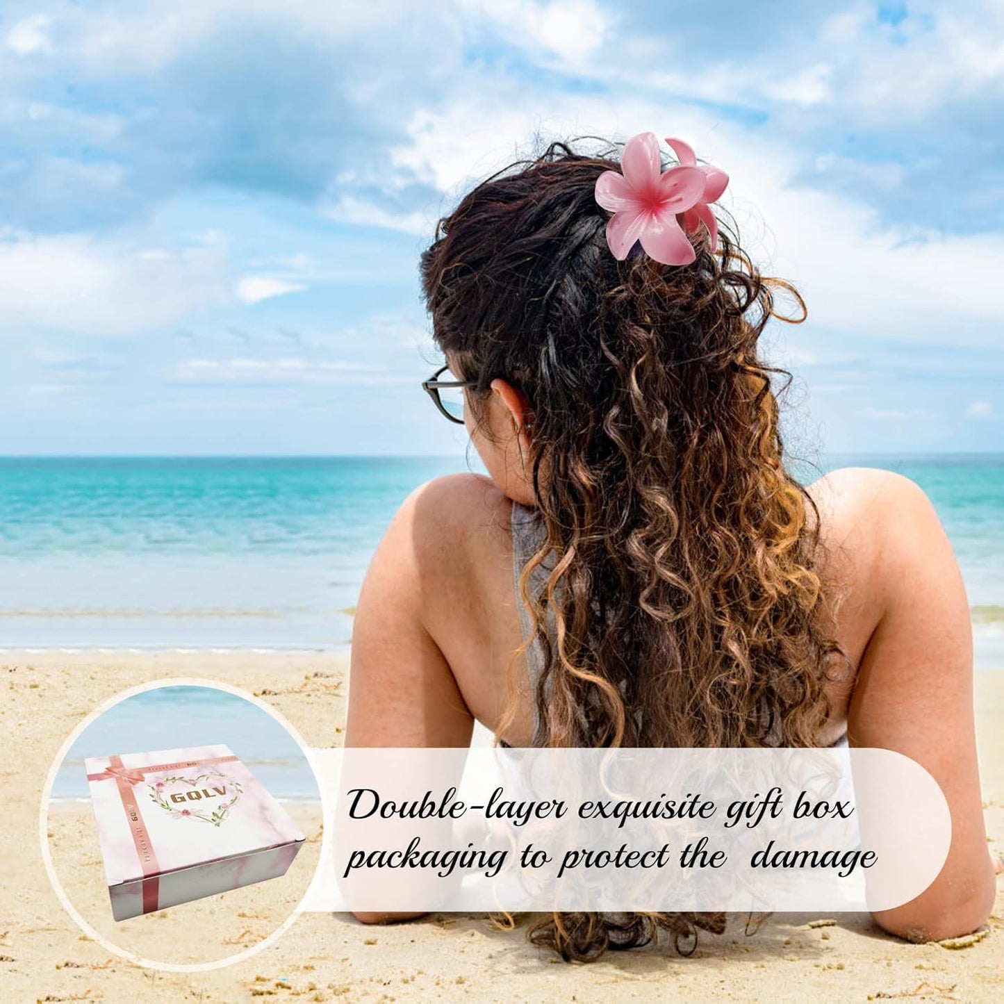 Hair Clip, 4 Count White Flower Claw Clips for Thick/Thin Hair, Strong Hold Nonslip Hair Clips, Tropical Hair Accessories for Women Girls, Hawaiian Holiday Gifts