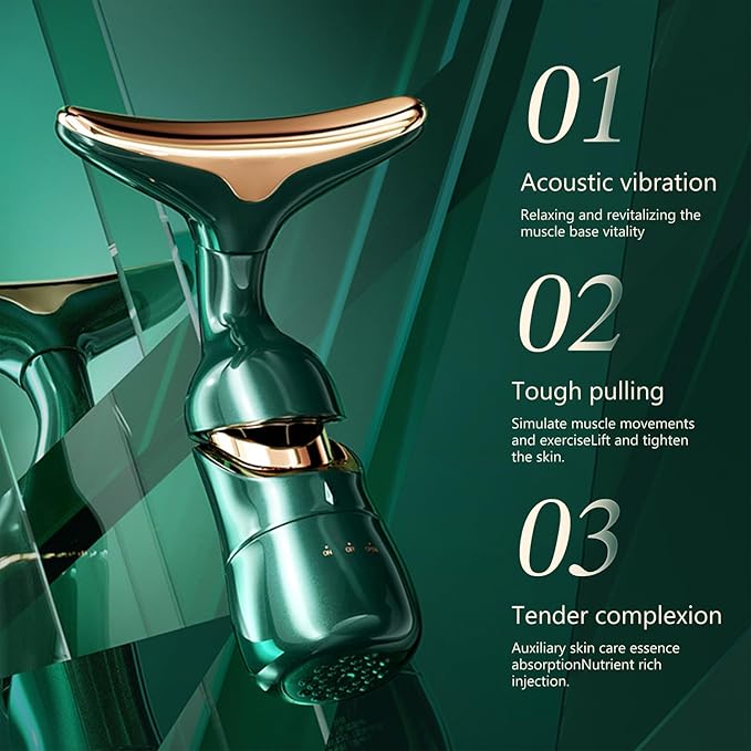 MMRH Firming Wrinkle Beauty Devicer for Facial/Neck/Eye, Multifunctional Vibration Massage Instrument, 3-in-1 Facial Skincare Instrument for Skin Care for Improve,Smooth and Tightening Skin