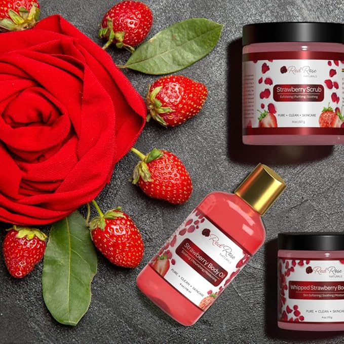 Strawberry Body Oil, Natural Body Oil For Women, Shower and Bath Perfume, Hydrating & Deep Moisturizing, Reduce Dry Skin, Long Lasting Fragrance, Vegan - 4 fl. oz