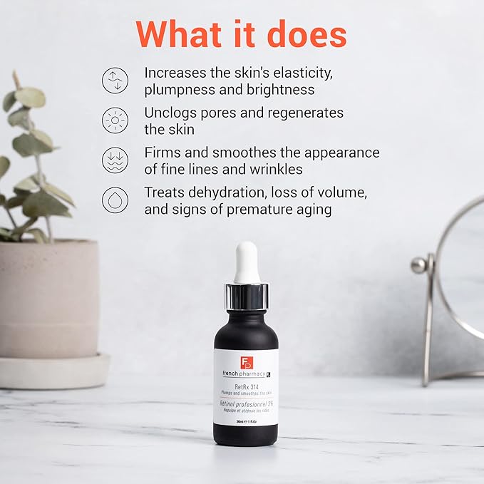 French Pharmacy RetRx 314 Professional Retinol Serum - Skin Renewing Facial Retinol - Anti-Aging Womens Face Serum - Increase Elasticity, Plumpness & Brightness - Pro-Retinol for All Skin Types - 1oz