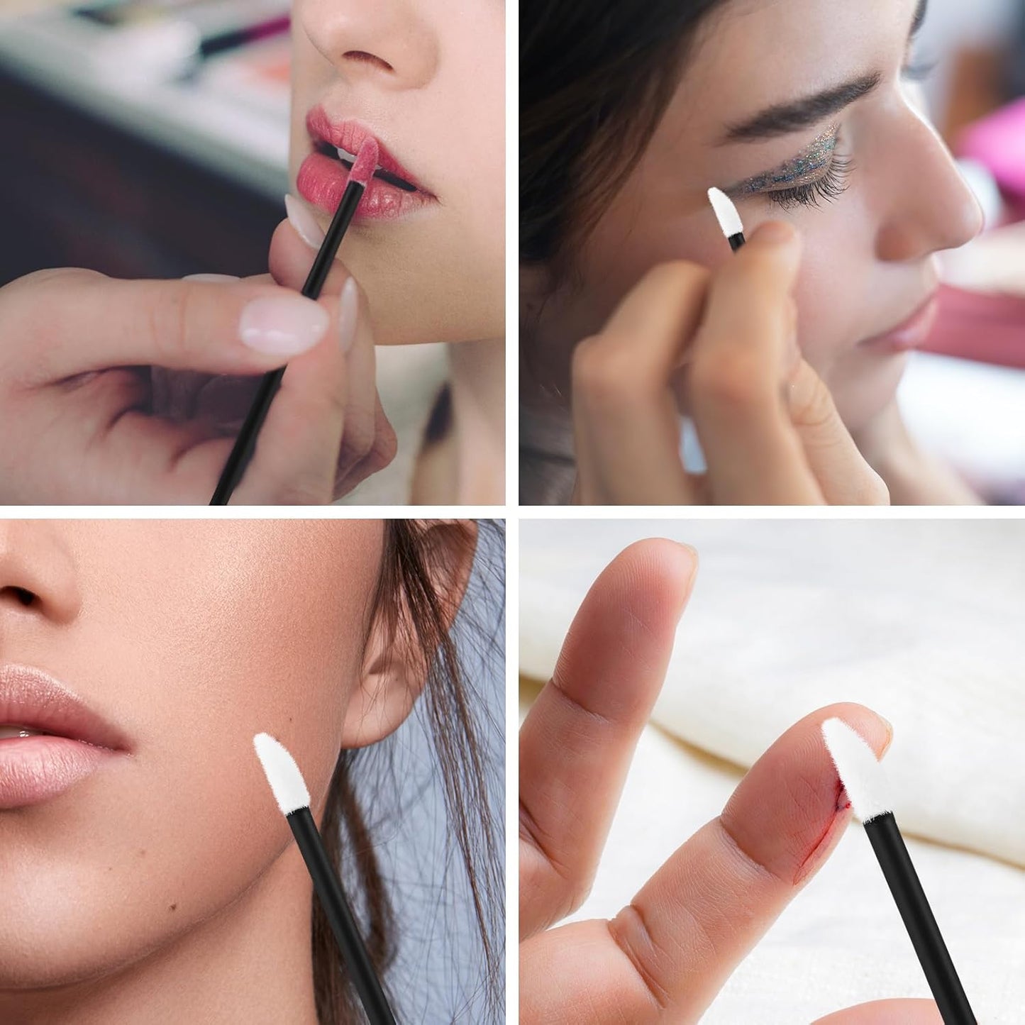 Tbestmax 200 Pcs Lip Wands Applicators, Disposable Lipstick Lint Free Brush Makeup Gloss Wands, Makeup Applicator Beauty Tool Kits Black