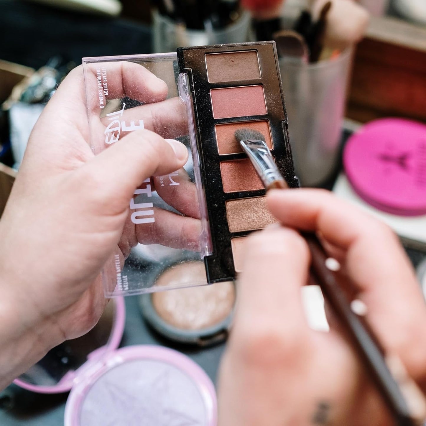 FCLUB 100PCS Tiny Empty Metal Pans 3/4" × 1/2" (0.6ml) – Shallow Rectangle Eyeshadow & Cosmetic Pans for Makeup, Watercolor, Lipstick, Blush, Foundation, DIY Magnetic Palette Refills