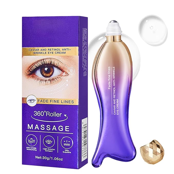 Eye Cream for Dark Circles and Puffiness - Retinol Eye Cream Anti Aging -Ey e Bags Treatment for Women - Caviar Eye Se rum for Wrinkles - Moisturizing under Eye Cream -Ey e Serum with 360°Massage Ball