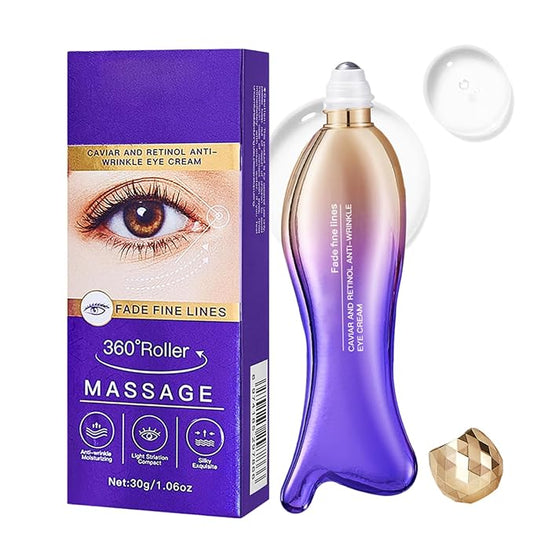 Eye Cream for Dark Circles and Puffiness - Retinol Eye Cream Anti Aging -Ey e Bags Treatment for Women - Caviar Eye Se rum for Wrinkles - Moisturizing under Eye Cream -Ey e Serum with 360°Massage Ball