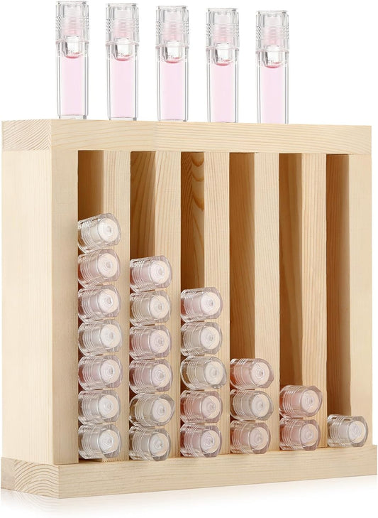 Wooden Lipsticks Holder 0.7 inch Lip Balm Tube Holder Lip Gloss Organizer Display Wood Lipsticks Tube Tower Organizer for Market Craft Booth Room Display(6 Slot)