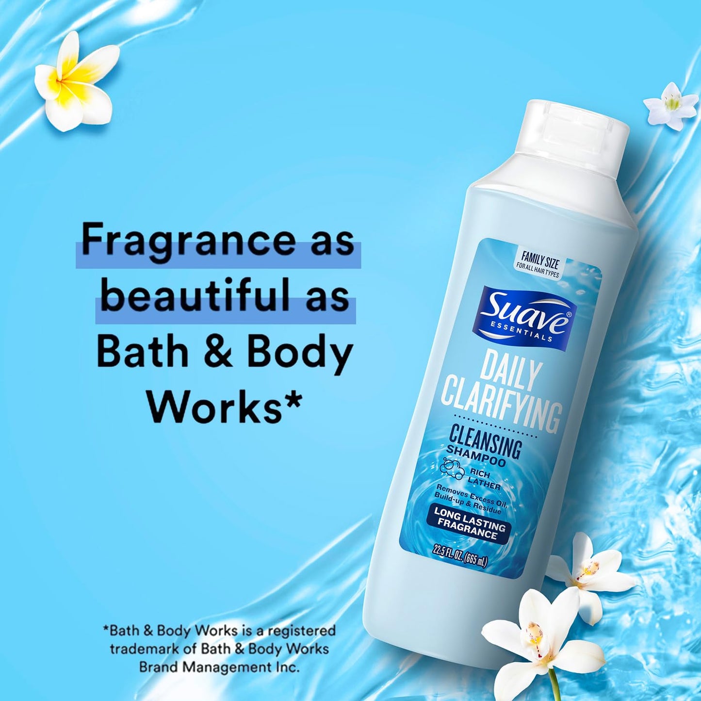 Suave Clarifying Shampoo, Family-Size – pH-Balanced & Hypoallergenic Daily Deep Cleansing Shampoo for Normal to Oily Hair, 22.5 Oz