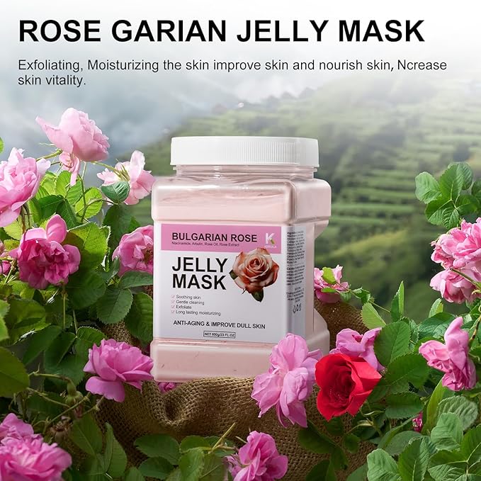 Bulgarian Rose Jelly Masks For Facials Professional, Rose Masks Powder Facial Mask, Hydrojelly Jelly Gel Face Mask For Peel Off, Smooth & Hydrating Mask for Face Skin Care Of Home Spa
