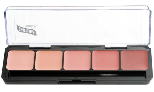 Graftobian HD Glamour Crème Foundation Palette (Blush) - High Definition 5 Color Makeup Palette, Cream Based Foundation Pink and Red Blush Palette for Cheeks, Full Coverage - For All Skin Shades