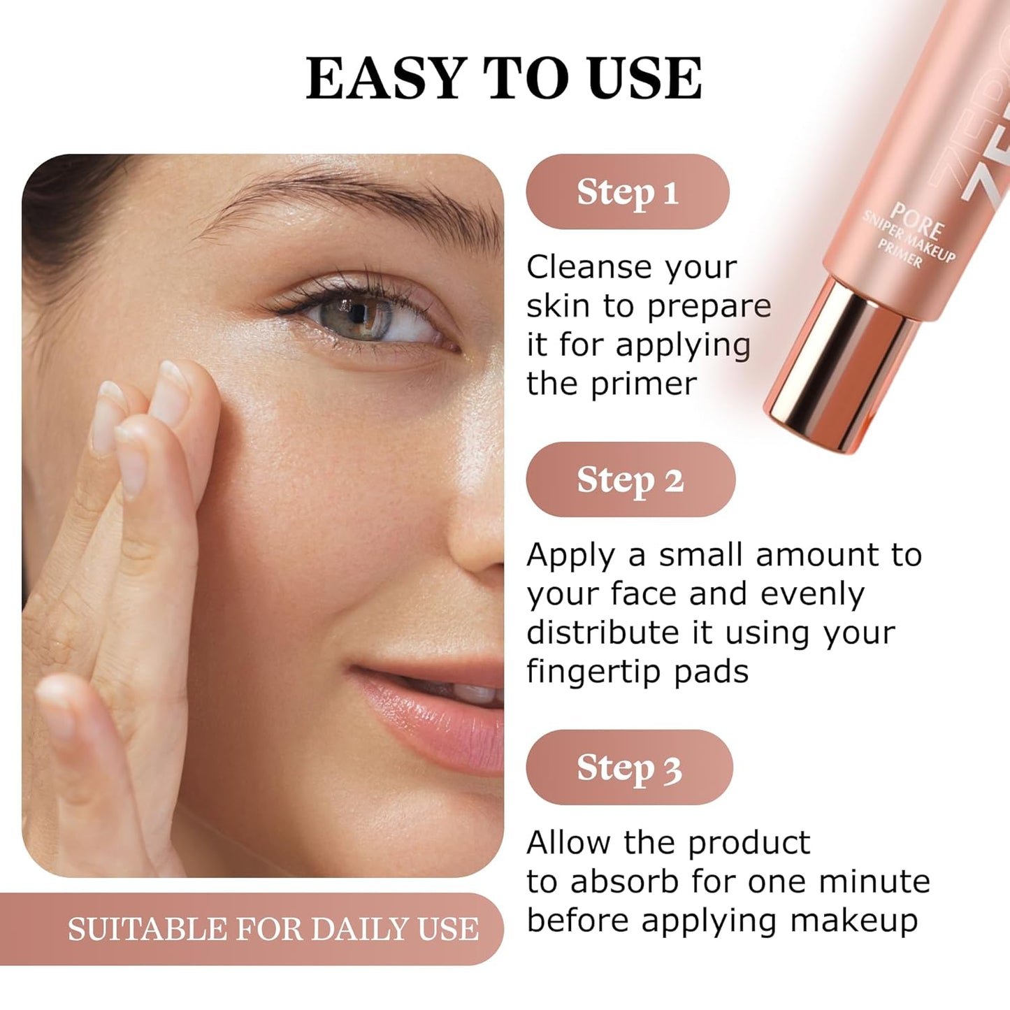 Japanese Quality Face Primer – Smooth Pore Blurring Makeup Base, Hydrating & Long-Lasting, Lightweight Texture, Oil Control, for All Skin Types