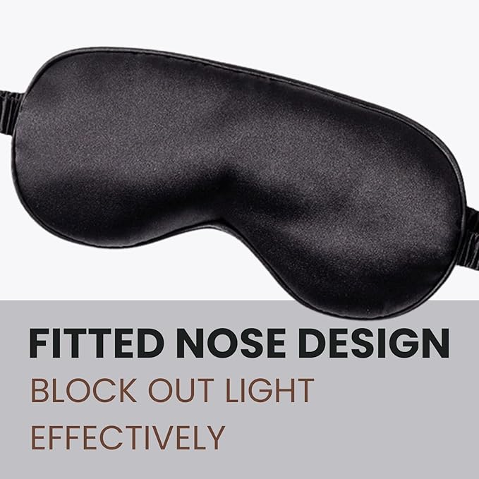 Silk Satin Sleeping Eye Mask, Black Sleep Eye Mask Night Blindfold for Women and Men, Soft Breathable Blackout Eyeshade Eye Cover for Travel, Wedding Bridesmaid Gift