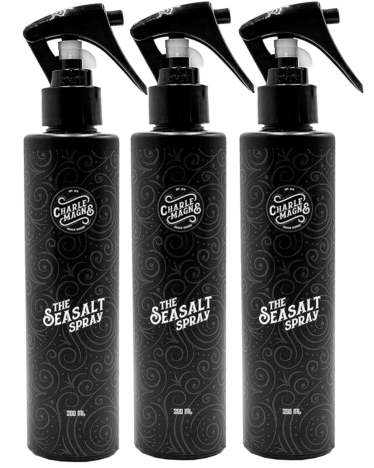 Charlemagne Sea Salt Hair Spray - 6.76 Fl Oz, Pack of 3 - Firm Hold, Pre-Style Volume & Heat Protection - Texture & Texturizing Curl Spray - Beach Wave Curls & Hair Volume