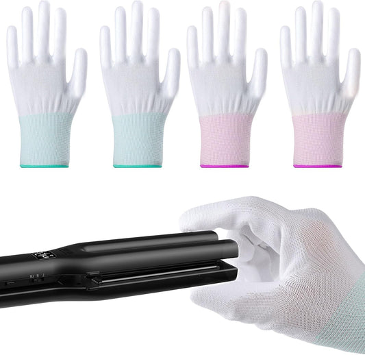 4 Pcs heat gloves for hair styling,Professional curling iron glove,heat resistant gloves for flat Iron and Curling Wand Suitable