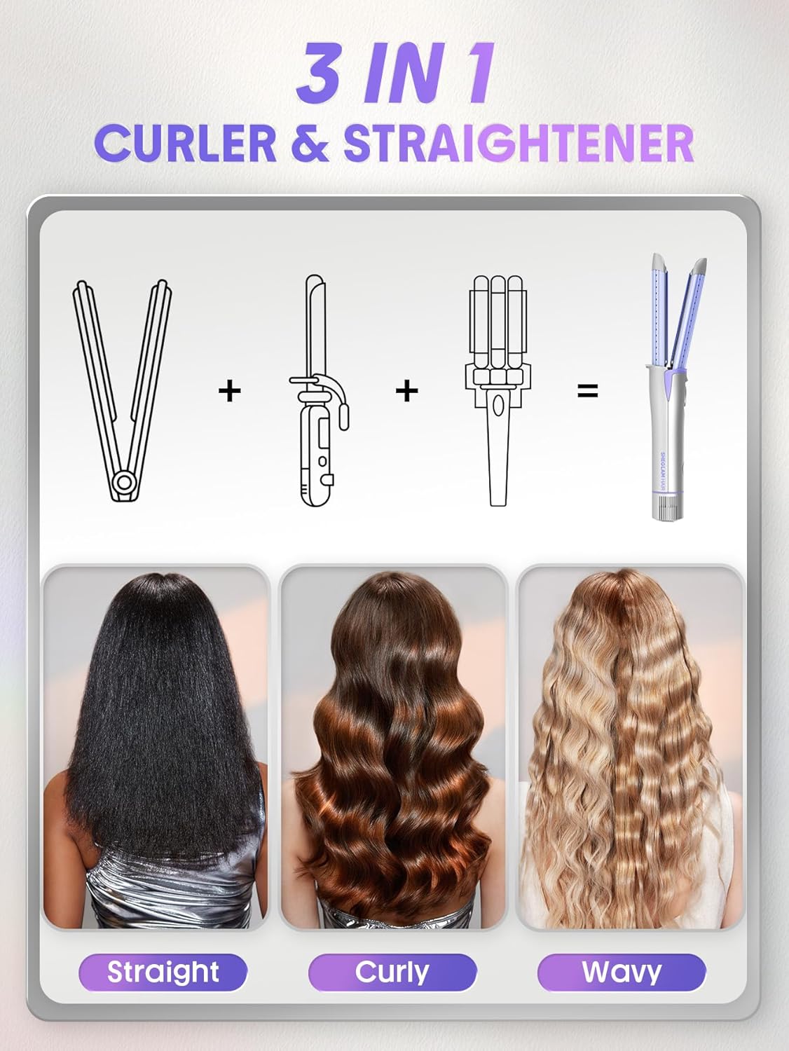 SHEGLAM Hair Cool Lock Airflow Styler, 360° Airflow Styler Curling Iron, Hair Curler with Cooling Air Vents to Lock in Style, 4 Adjustable Temp, Dual Voltage, Fast Straightening