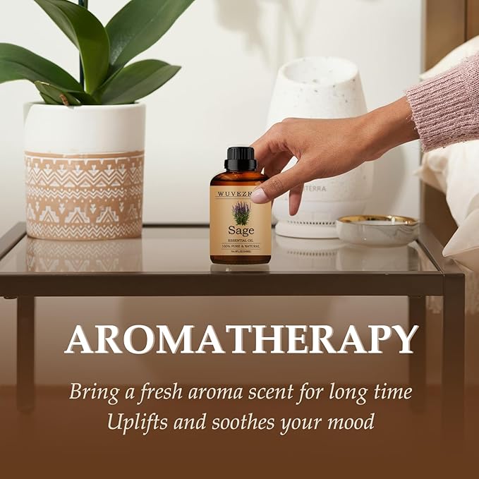 Sage Essential Oils 240ML, Pure Sage Essential Oil for Aromatherapy Diffuser - 8 Fl Oz