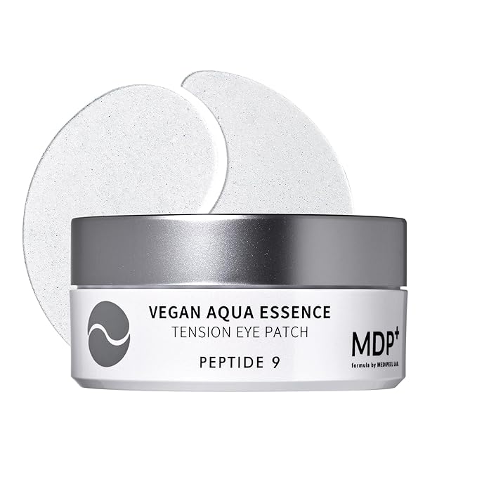 MDP+ PEPTIDE 9 VEGAN AQUA ESSENCE TENSION EYE PATCH, Niacinamide, eye mask 3.38 oz/1.6gx60ea,Hyaluronic Acid, Wrinkle Care, Under Eye Mask, Puffy Eyes, Hydrating Treatment