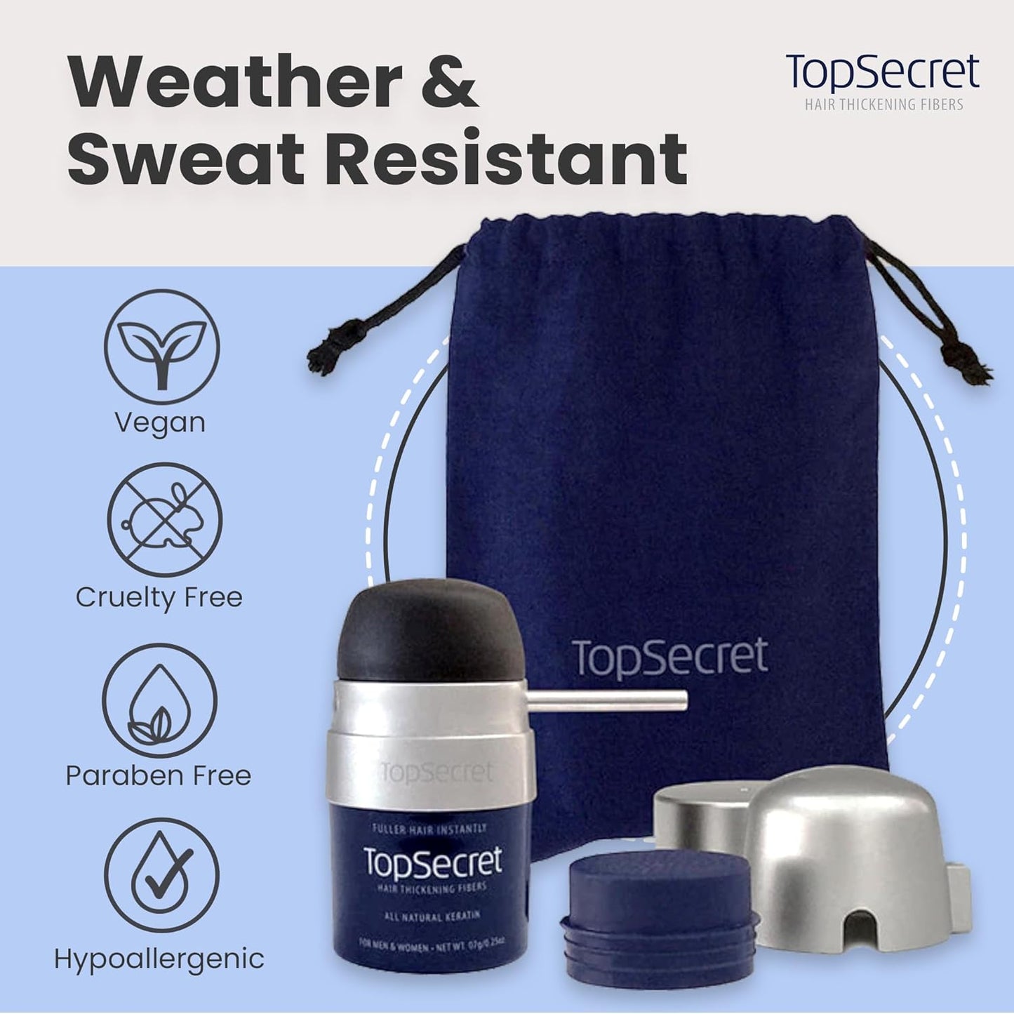 Top Secret Hair Thickening Building Fibers Applicator Included - Undetectable & Natural Hair Filler for Men & Women - Instantly Fill In Thinning Hair - Weather & Sweat Resistant (Light Brown, Large)