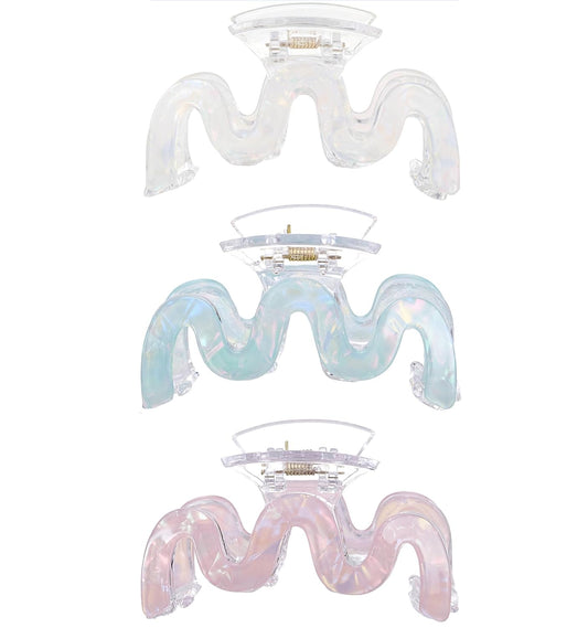 Hair Claw Clips, 3.5 Inch Hair Banana Barrettes, Mermaid Color Hair Clips Cellulose Acetate Large Hairpin Plastic Rectangle Stylish Hair Accessories for Women Ladies, 3 Pack
