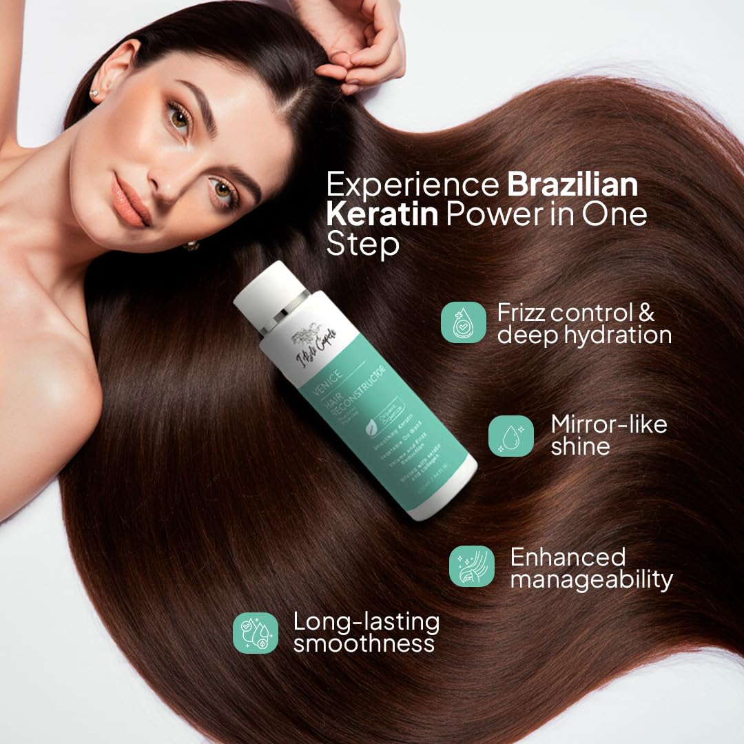 I Belli Capelli Venice Hair Reconstructor, Organic Keratin Hair Treatment Straightening in 1 Step- Formaldehyde Free, Keratina Organica, Keratina Para Alisar El Pelo Sin Formol (16.9 Fl Oz/ 500 ml)