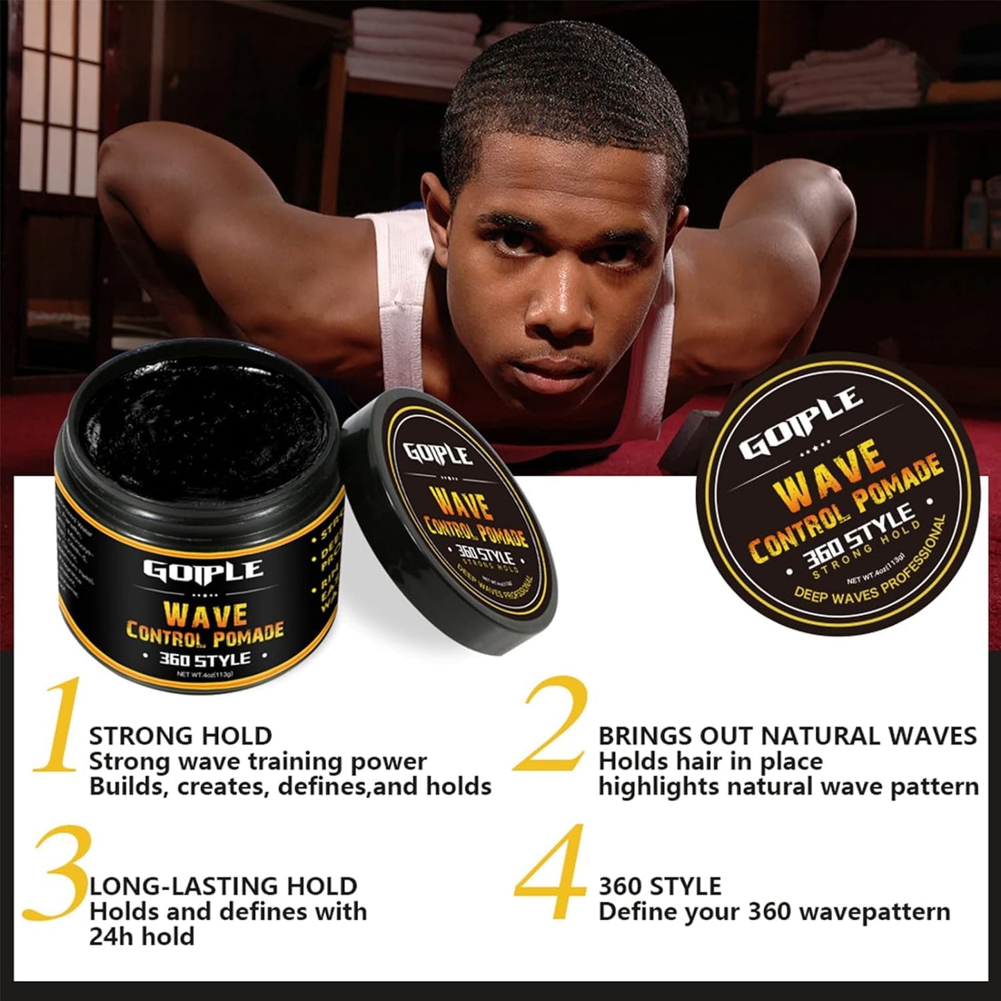 Wave Butter 360 Wave Grease for Men, Wave Pomade for Layered Waves, Moisture, Control and Silky Shine -All Natural Wave Cream, Natural Wave Butter Cream with Shea Butter and Beeswax for Wolfing Kit