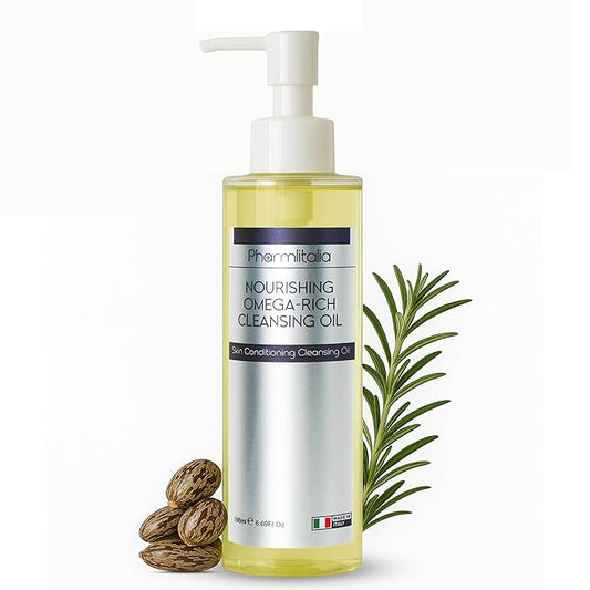 Cleansing Oil For Face, Makeup Remover Oil for Dry Skin, Double Cleanser for Sensitive Skin, Cold Pressed Omega Rich Facial Cleanser for Impurities with Castor and Chia Seed