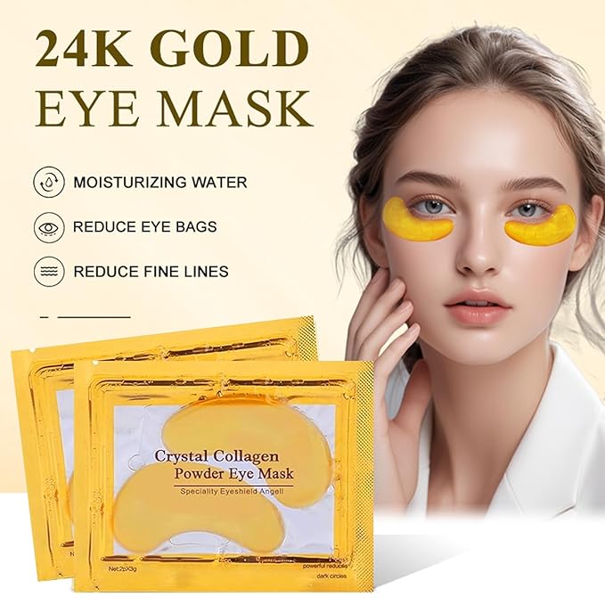 30 Pairs 24K Gold Lip & Under Eye Mask Set - Hydrating Gel Pads for Dry Lips & Dark Circles | Skincare with Hyaluronic Acid & Vitamin E | Effectively Nourishes the Lip & Eye Skin