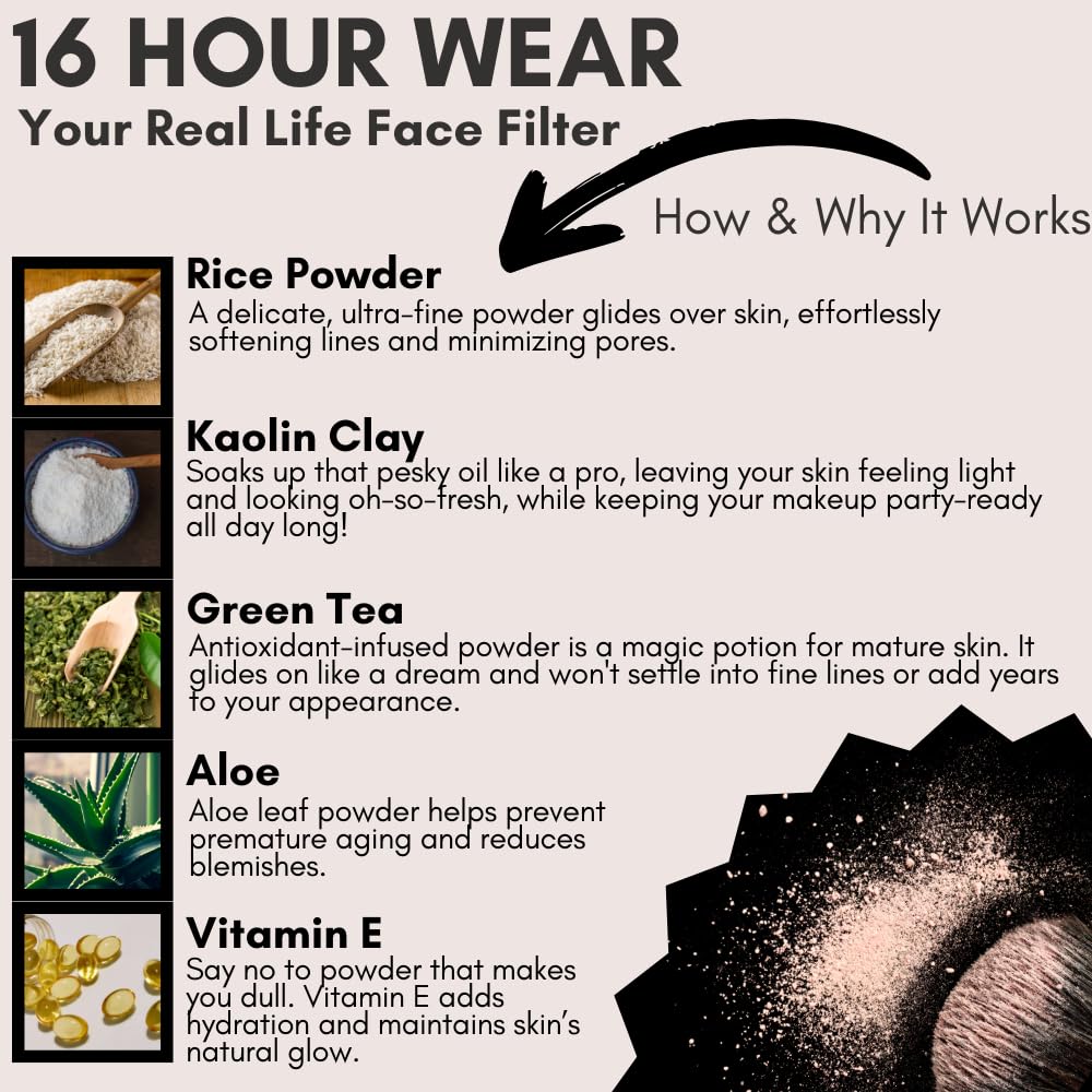 BaeBlu Organic Setting Powder | Non-Toxic, Vegan, Cruelty-Free, Talc-Free, Lightweight + Long Lasting for All Skin Types, Invisible Light