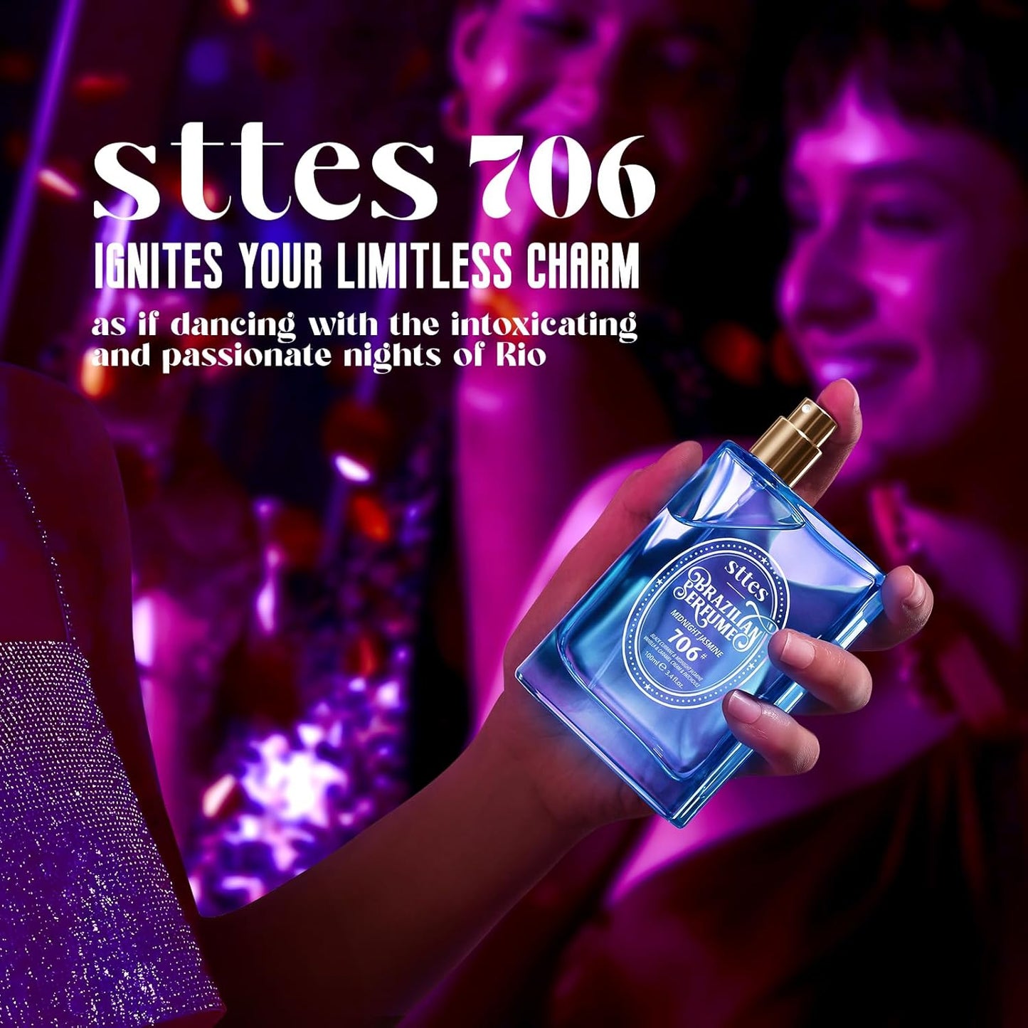 Sttes Perfume 706# (MIDNIGHT JASMINE) – Eau De Parfum 100ml (3.4 fl oz) – Black Currant, Jasmine, Vanilla