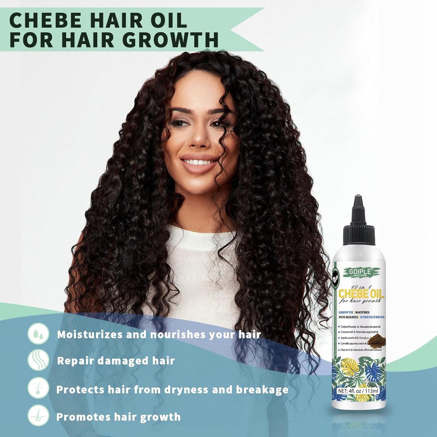 WOZUTUNT 4 FL OZ Natural Chebe Hair Oil for Hair Growth, Moisturizer for Scalp, for All Hair Types
