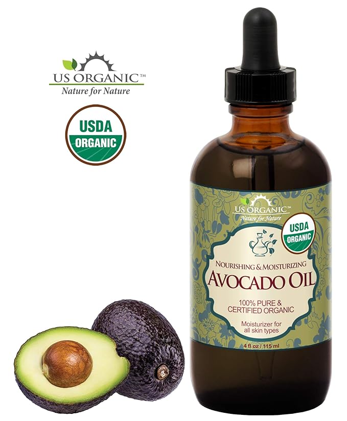 US Organic Avocado Oil Unrefined Virgin, USDA Certified Organic, 100% Pure & Natural, Cold Pressed, in Amber Glass Bottle w/Glass Eye dropper for Easy Application (4 oz (Large))
