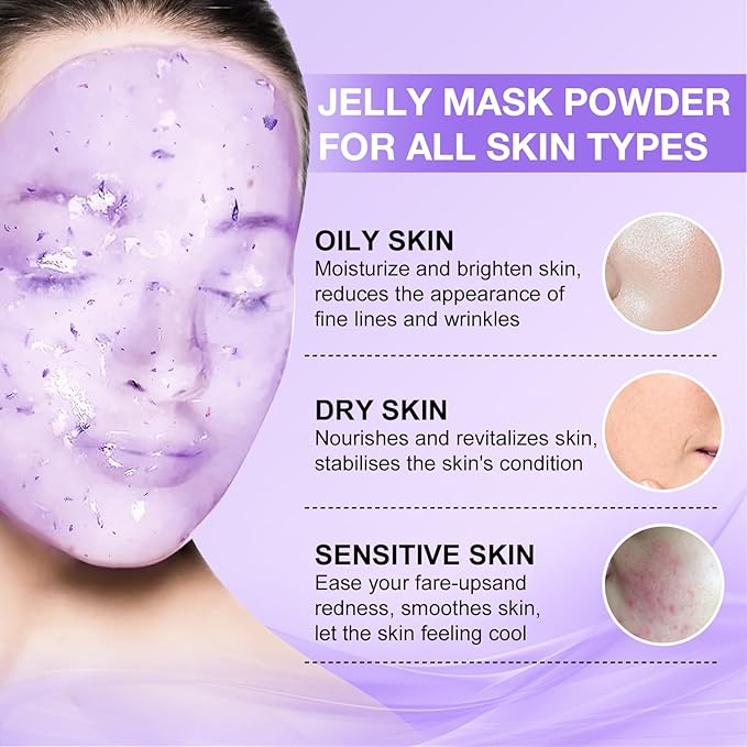 Jelly Mask for Facials Professional, Hydrating & Moisturizing Peel-Off Natural Gel Face Mask SkinCare, Professional Spa Use Jelly Face Masks, Deep Hydration & Glow 23 Fl Oz (Lavender)