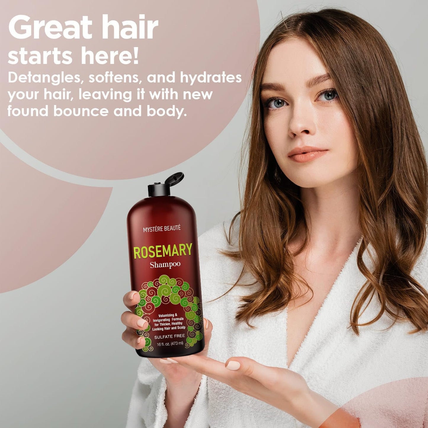 Rosemary Shampoo - Rosemary Shampoo for Hair Growth Organic - Promotes Hair Growth & Scalp Health - Volumizing Formula for Thicker Healthier Hair - Sulfate & Paraben Free, for Men Women - 16 fl oz