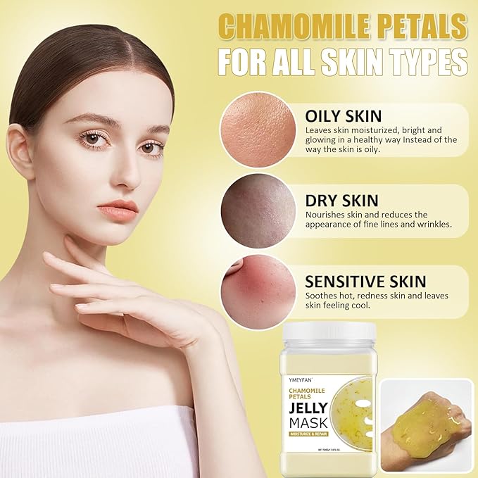 Jelly Mask for Facials Professional, Chamomile Jelly Mask Powder, Morsturize & Repair Soothes Face Skin Care for Vajacial Peel Off Mask, Esthetician Supplies, Natural Ingredients Unscent