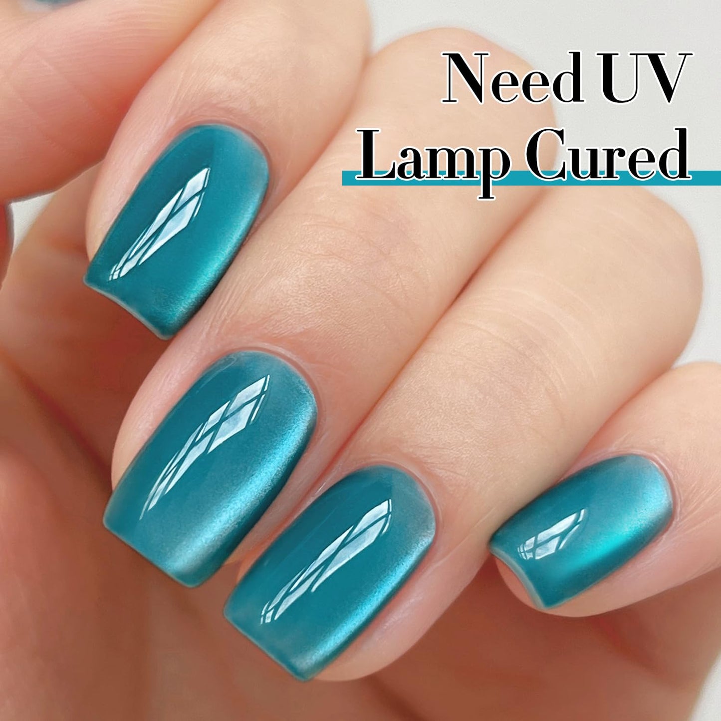 Double Rhythm Jelly Glass Cat Eye Gel Polish with Magnet 15ML Holographic Glitter Shimmer Translucent Sheer Color Magnetic Polish Salon DIY at Home (Jelly Teal-MC1120)