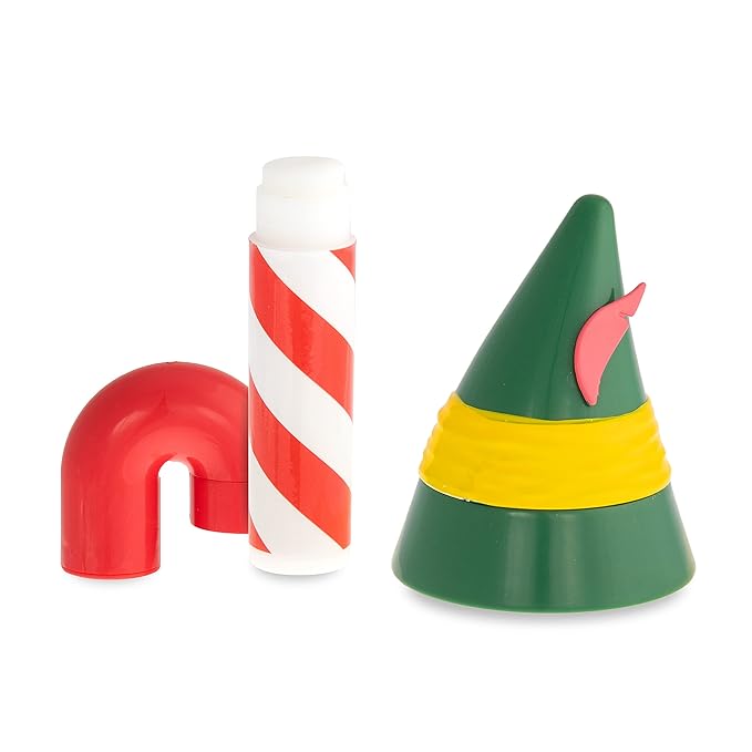 MAD BEAUTY Warner Bros Elf Lip Balm Duo, Candy Cane & Elf Hat, Sweet Fruity Fragrance, Moisturizing, Gift, Travel Size, Christmas, Holidays