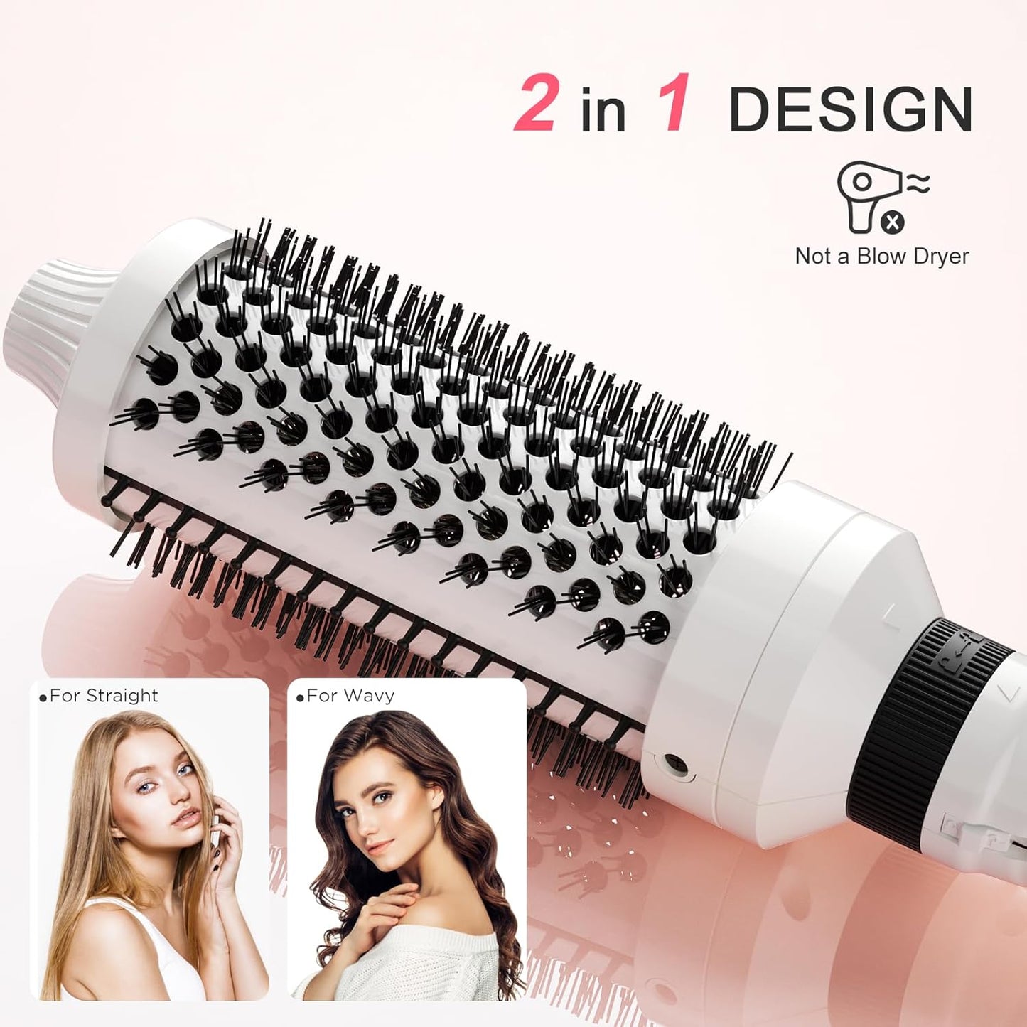 K&K 3 in 1 Thermal Brush Set, Ceramic Hot Brush, Fast Heating Curling Wand for Short, Medium & Long Hair, 5 Temperature Adjustment, Dual Voltage