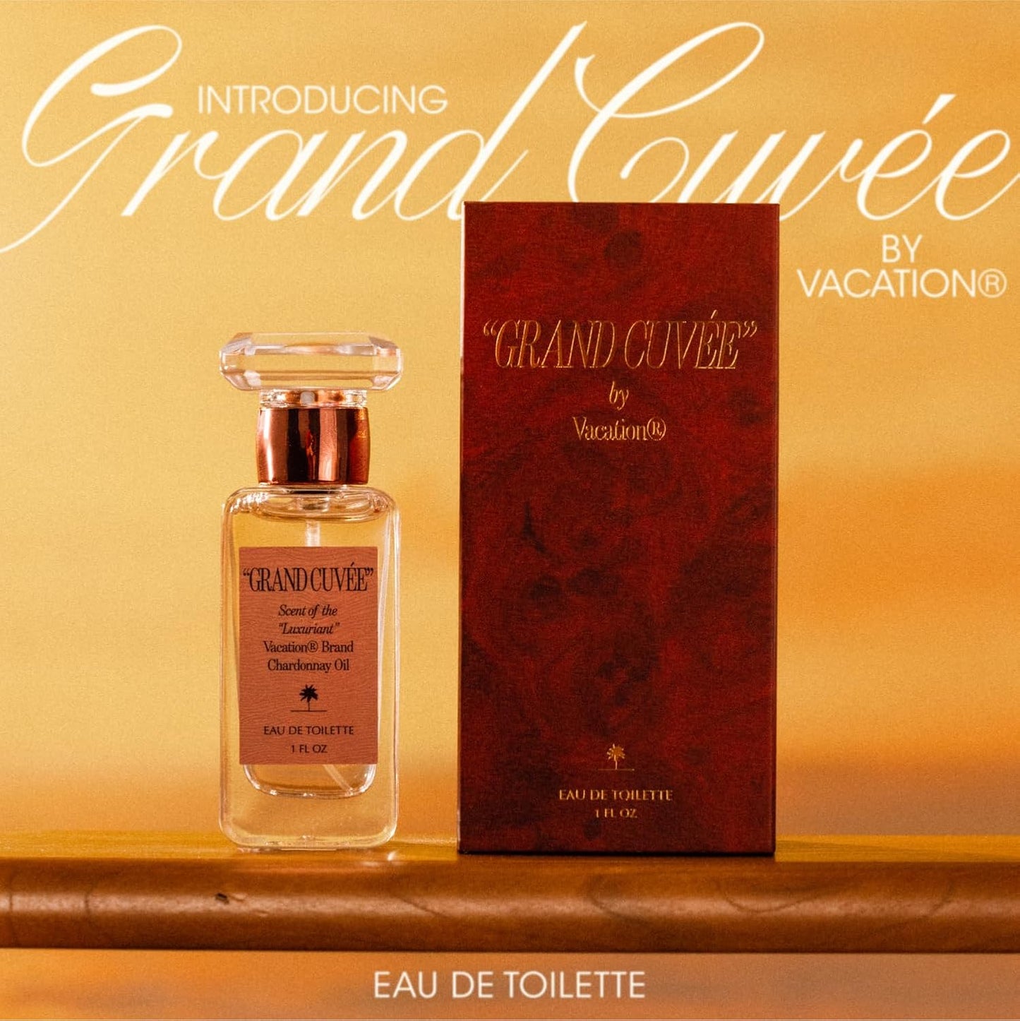 VACATION “GRAND CUVÉE” Eau de Toilette Sunscreen, Amber Vanilla Perfume for Women & Men, Unisex Summer Scent with Argan, Peach, Cedarwood & Vanilla Bean, 1 Fl. Oz.