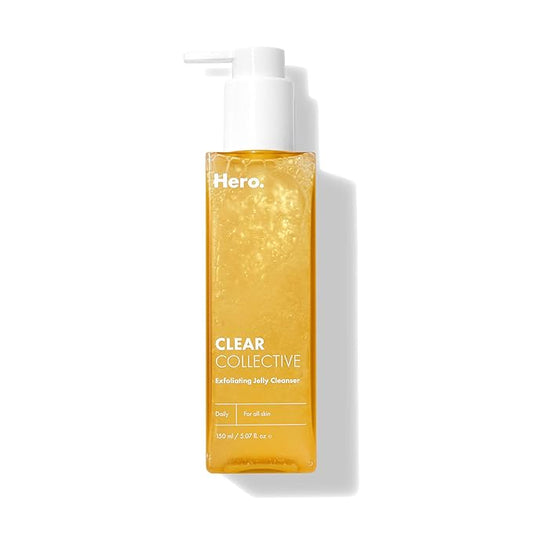 Hero Cosmetics Clear Collective Exfoliating Jelly Cleanser - Gentle Daily Foam Facial Cleanser, Removes Oil and Dead Skin, Fragrance and Paraben Free (5.07 fl oz)