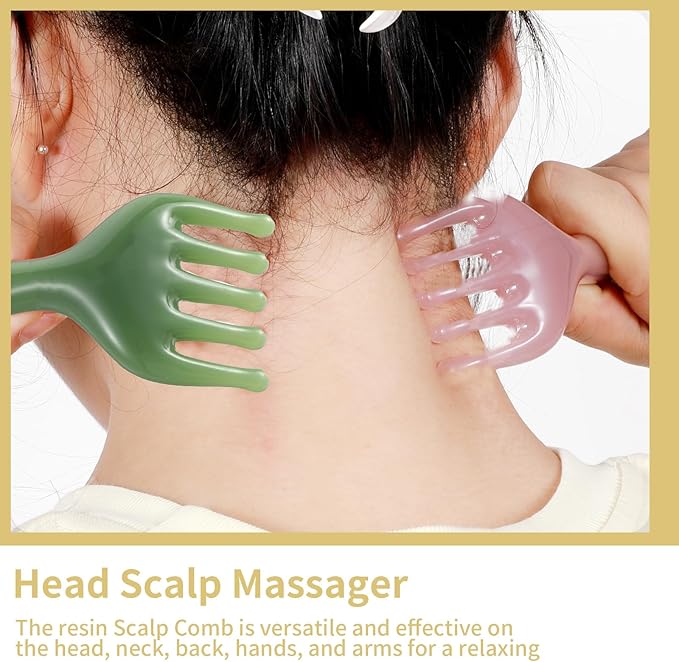 2Pcs Head Massager Scalp Handheld Resin Comb Portable Head Scratcher Massager Relax Tool Gua Sha Five-Claw Comb Manual Relaxation Tool for Father Mother Soothing Massage Face Eye Nose Jaw Neck