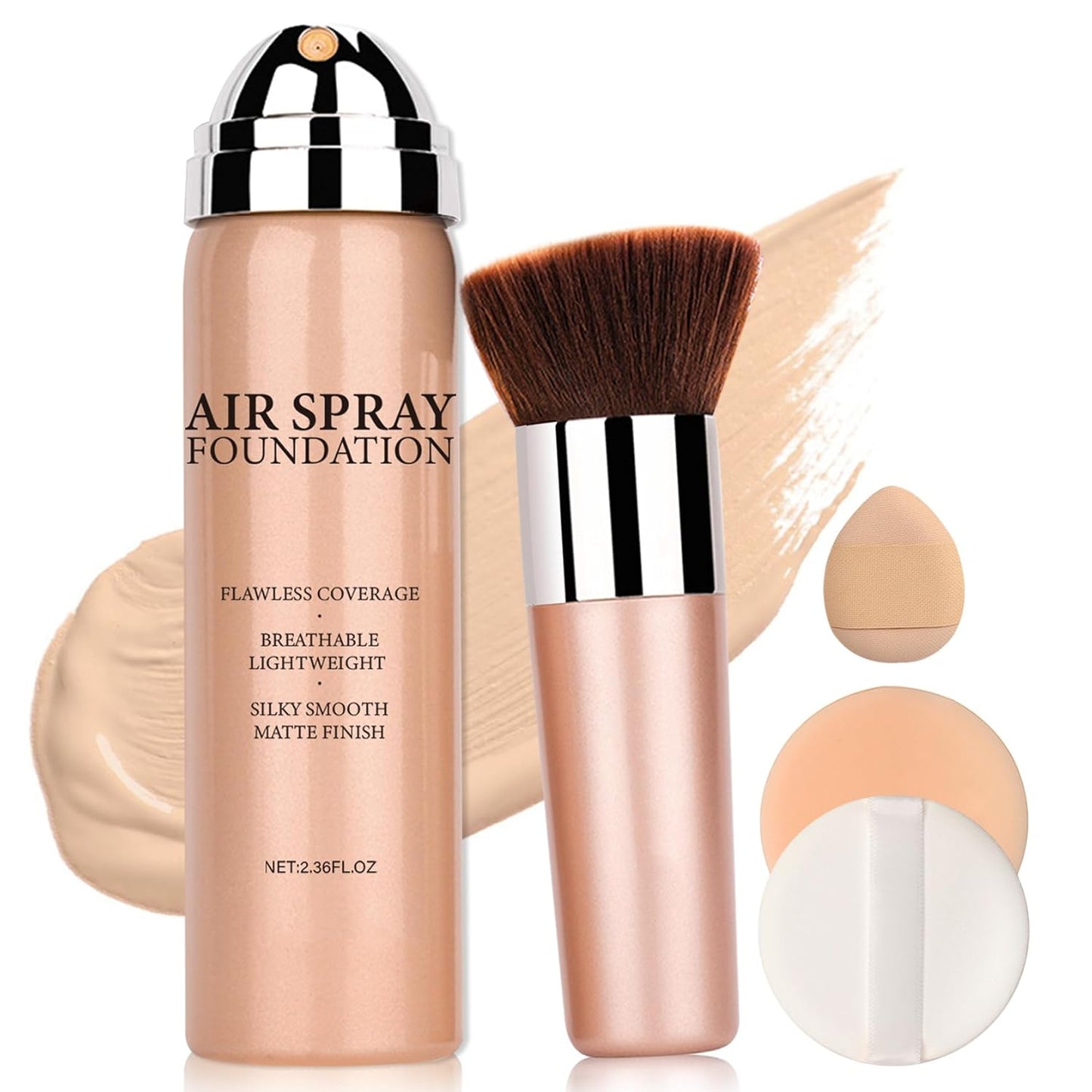 Magic Minerals Airbrush Foundation Full Coverage Foundation for Smooth Nude Finish,Moisturizing Airbrush Flawless Setting Spray,Waterproof base de maquillaje (03 Nude)