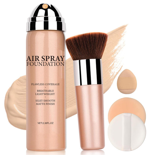Magic Minerals Airbrush Foundation Full Coverage Foundation for Smooth Nude Finish,Moisturizing Airbrush Flawless Setting Spray,Waterproof base de maquillaje (03 Nude)