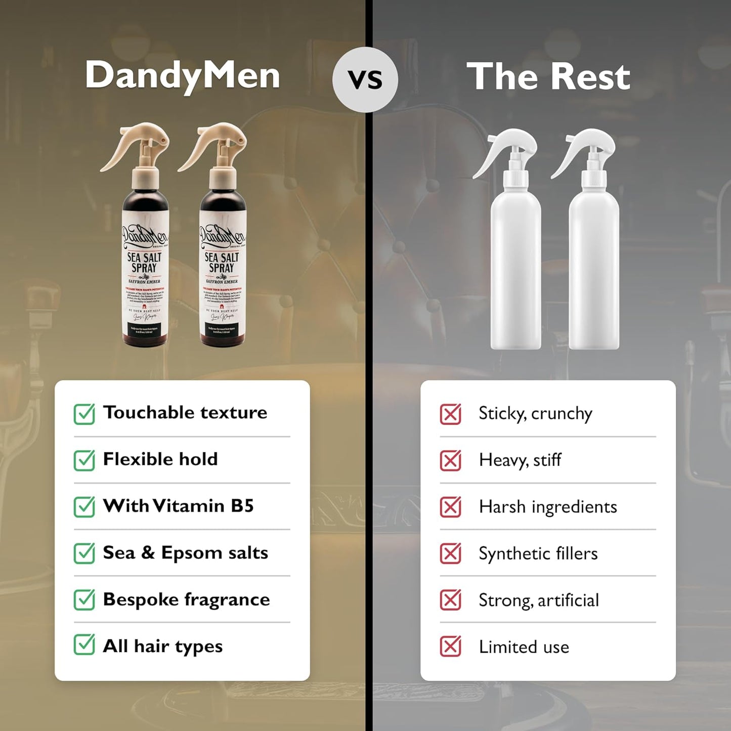 Sea Salt Spray – Lightweight Texture, Volume, and Flexible Hold with Epsom Salt & Pro-Vitamin B5 (2-pack, Saffron Ember)