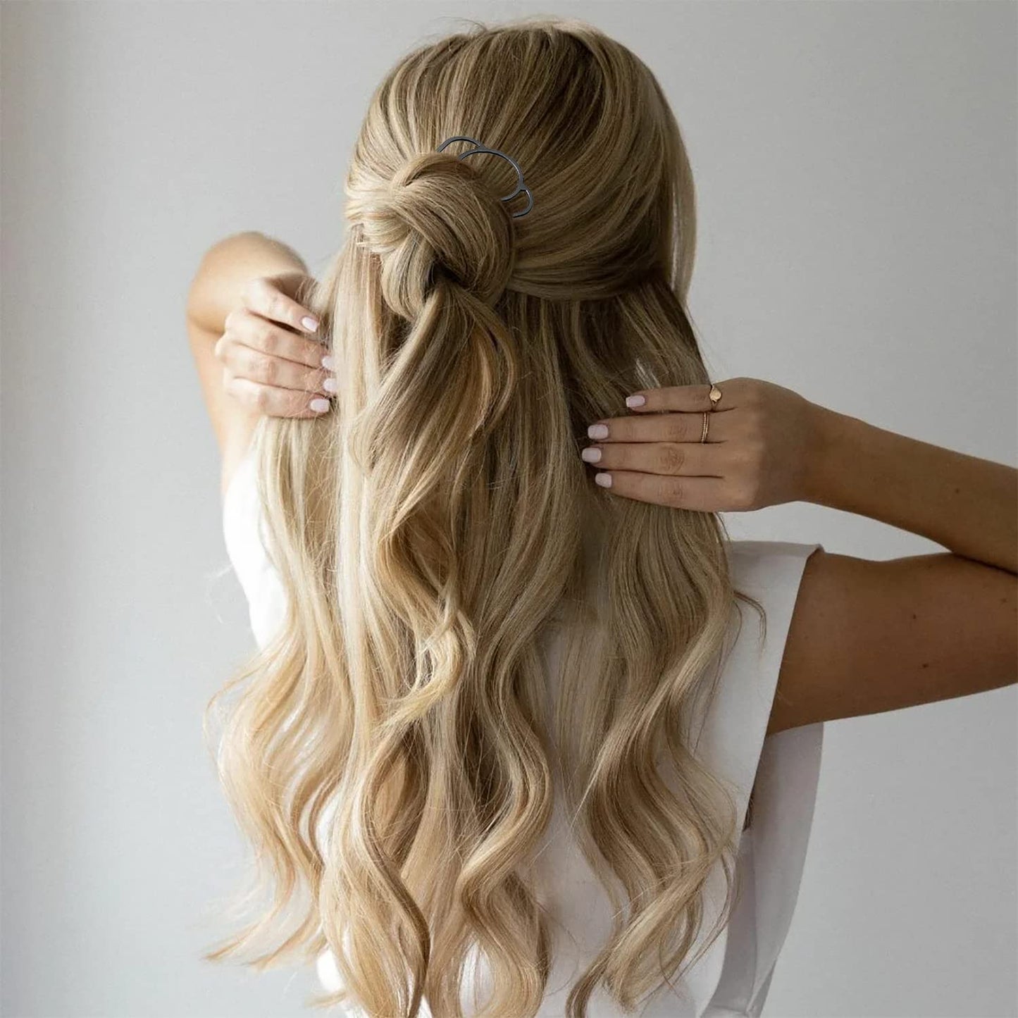 8 Pieces Side Combs, Metal Fork Clip Pins for Buns, 4 Prong Updo U-Shape Sticks for Women Hair Styling Tool Accessories