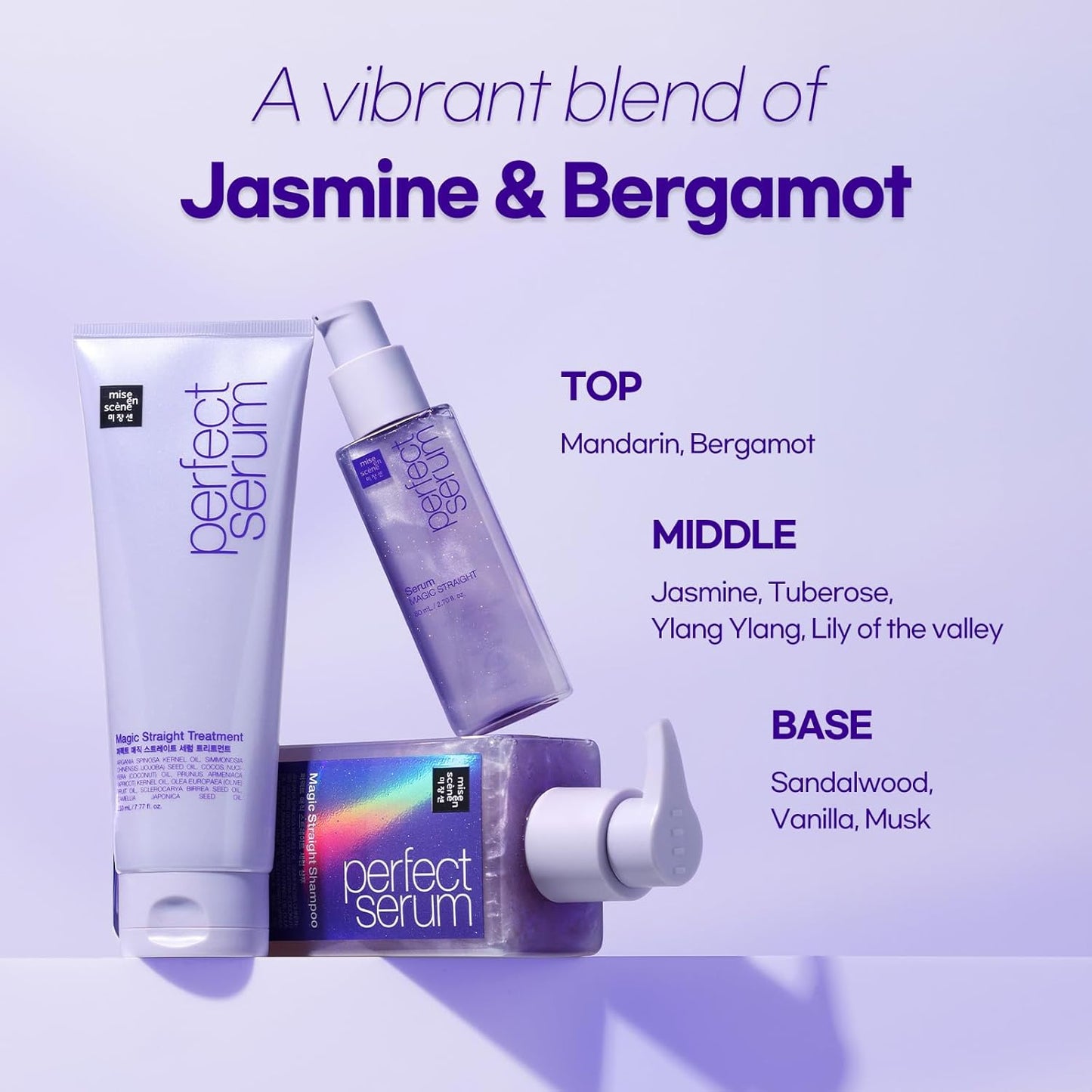 Mise En Scene Perfect Magic Straigt Serum Treatment | Anti-Frizz Cream for flyaway taming | Anti Humidity Hair Conditioner | Hydrating, Add Shine, Breakage Control | 7.77 Fl Oz