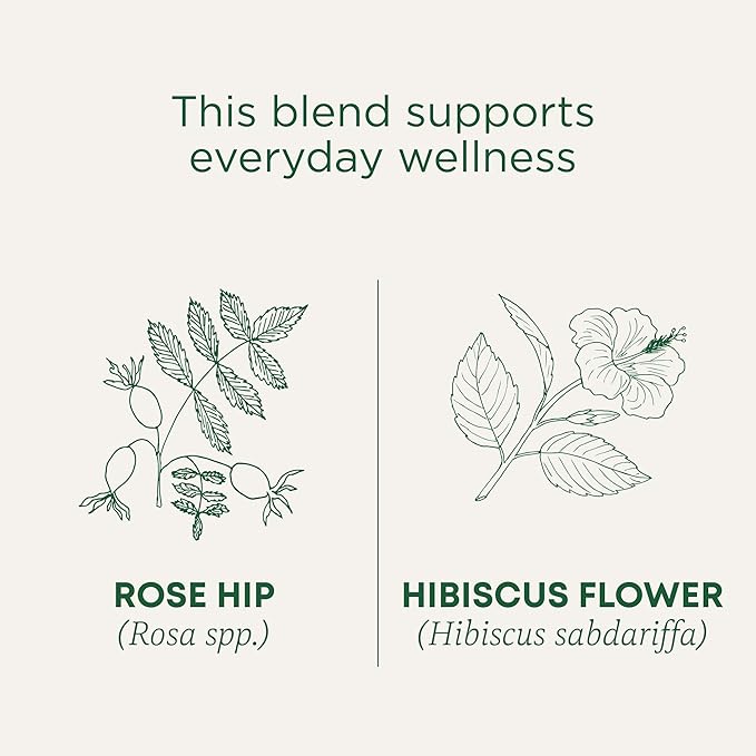 Traditional Medicinals Tea, Organic Rose Hips & Hibiscus, Supports Everyday Wellness, 16 Tea Bags