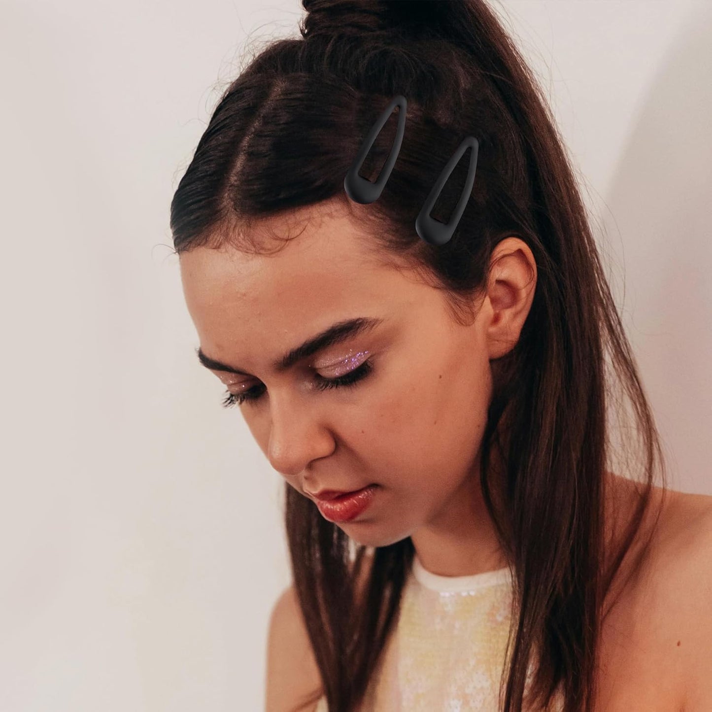 Small Hair Barrettes For Women No Slip Metal Snap Clips For Thin And Fine Hair,Matte Black,20 PCS,1.97 x 0.5 Inch.