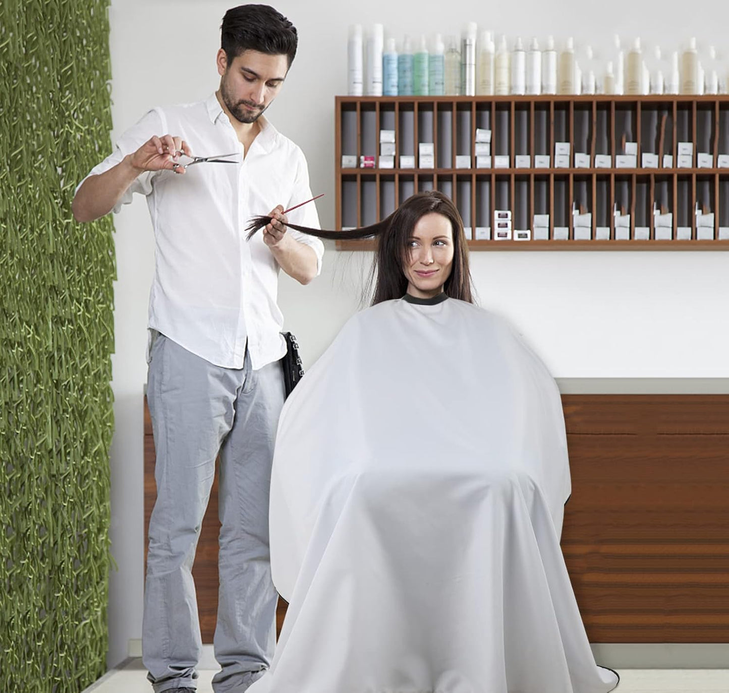 Professional Salon Hair Cutting Cape,56x63 inches Large Hairdresser Cape for Haircut,Coloring,Makeup,Styling and More,(White)