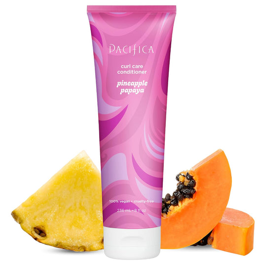 Pacifica Pineapple Papaya Curl Care Conditioner – Deep Moisture for Curly & Coily Hair, Defines Curls & Tames Frizz, Vegan & Silicone Free Clean Beauty, Vegan Cruelty-Free Dermatologist Tested