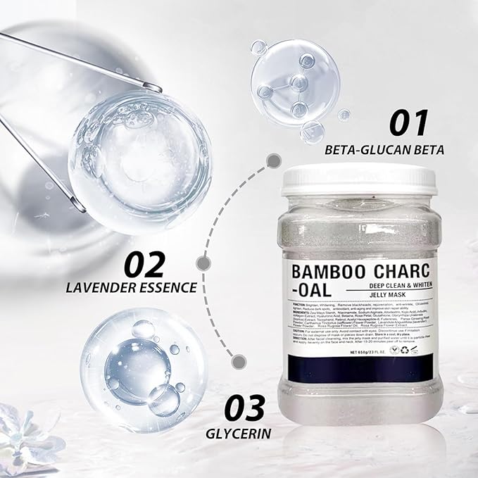 Jelly Mask for Facials, Hydrating & Moisturizing Peel-Off Rubber Gel Face Mask, Skin Care for Deep Hydration & Glow, 23 Fl Oz Jar, Professional Spa Use for All Skin Types with Bamboo essence