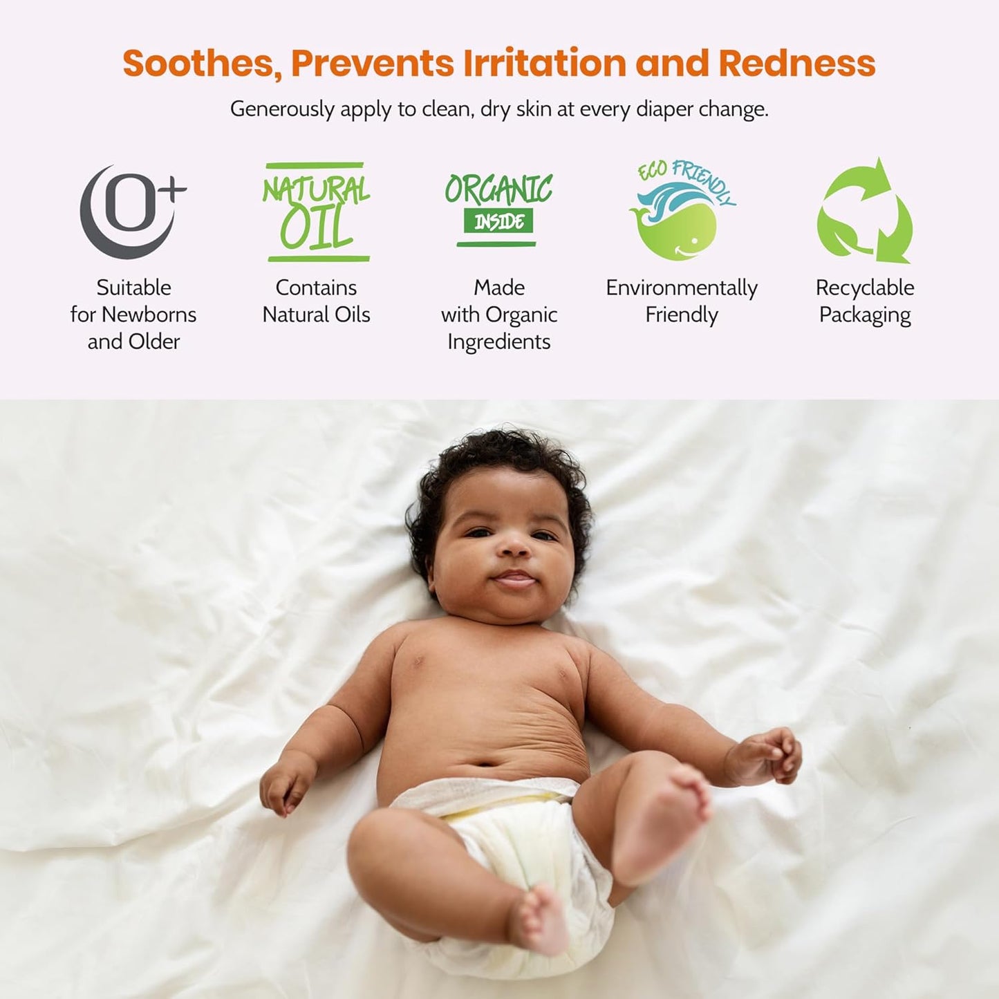 Mommy Care Organic Baby Diaper Rash Cream – Natural Calendula Diaper Cream, Gentle & Soothing Barrier Paste for Newborns, Infants & Toddlers, Prevents & Relieves Rash, 80ml / 2.7 fl oz